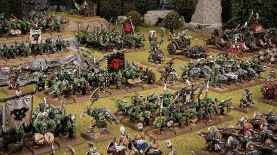 Warhammer the Old World Orcs and Goblins army - a mixed horde of greenskinned warriors