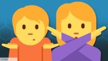 Charades ideas - Twitter emoji art of two people playing Charades