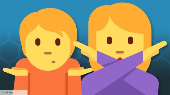 Charades ideas - Twitter emoji art of two people playing Charades