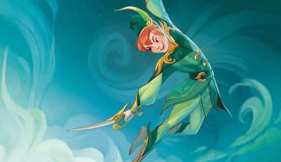 Disney Lorcana tournanents - art of Peter Pan in green clothes