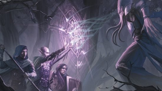DnD Abjuration Wizard 5e - Wizards of the Coast art of a party fighting a Mind Flayer