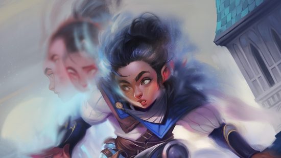Art showing a mage going all blurry