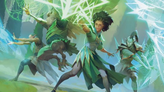 DnD Initiative 5e - Wizards of the Coast art of Wizards casting spells in combat