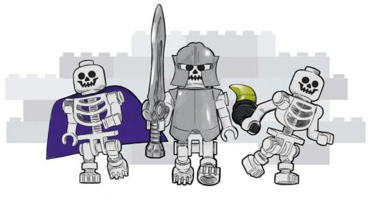 Three lego skeletons