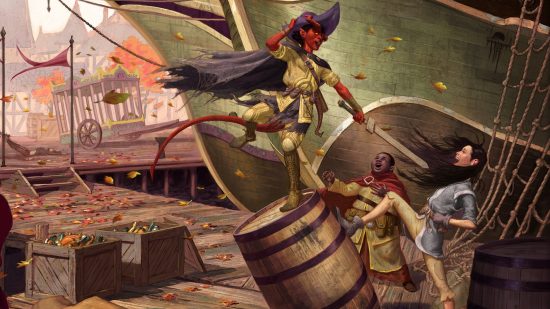 DnD Shove 5e - Wizards of the Coast art of children playing in a shipyard
