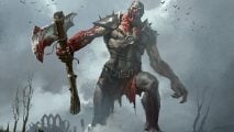 MTG art showing a gigantic zombie with a big bloody axe