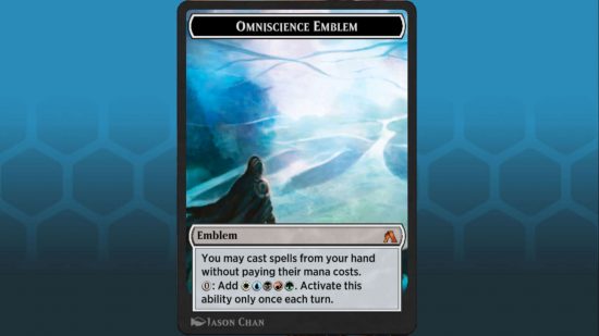 MTG Arena Omniscience emblem - illustration of a robed sorcerer looking over a sea of infinite potential