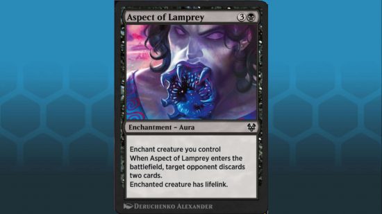 MTG Arena Omniscience draft - Aspect of Lamprey, an enchantment that attacks the opponent's hand
