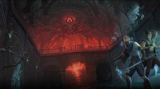MTG Duskmourn art of a haunted house, by Wizards of the Coast