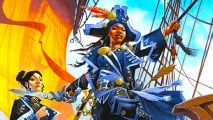 Wizards of the Coast art of an MTG pirate taking a hostage