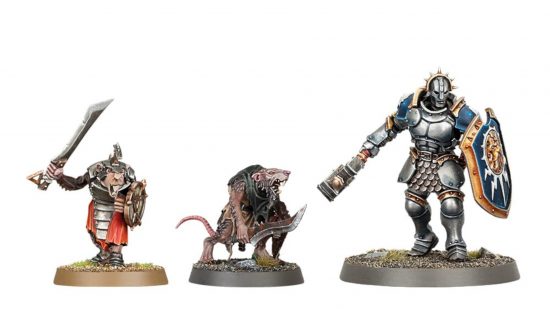 Warhammer Age of Sigmar 4th Edition Wounds Health stat change - Games Workshop image showing the new Stormcast Liberator model, and a comparison between the old and new Skaven Clanrat models