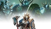 Warhammer Age of Sigmar Stormcast Eternals model with CGI version above