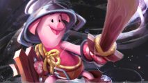 Disney Lorcana Ursulas Return - art showing piglet carrying a wooden sword and colander helmet