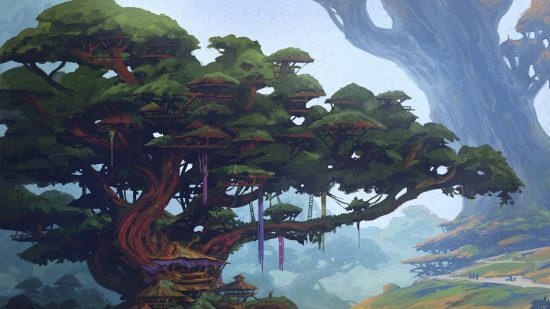 Daggerheart artwork showing a big tree with huts in it