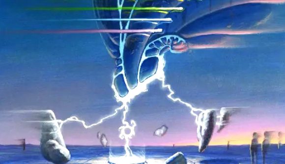 MTG art for Eon Hub showing a giant lightning bolt shooting down from a helix structure