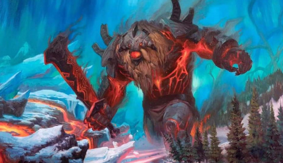 MTG art showing a big fire giant with a sword
