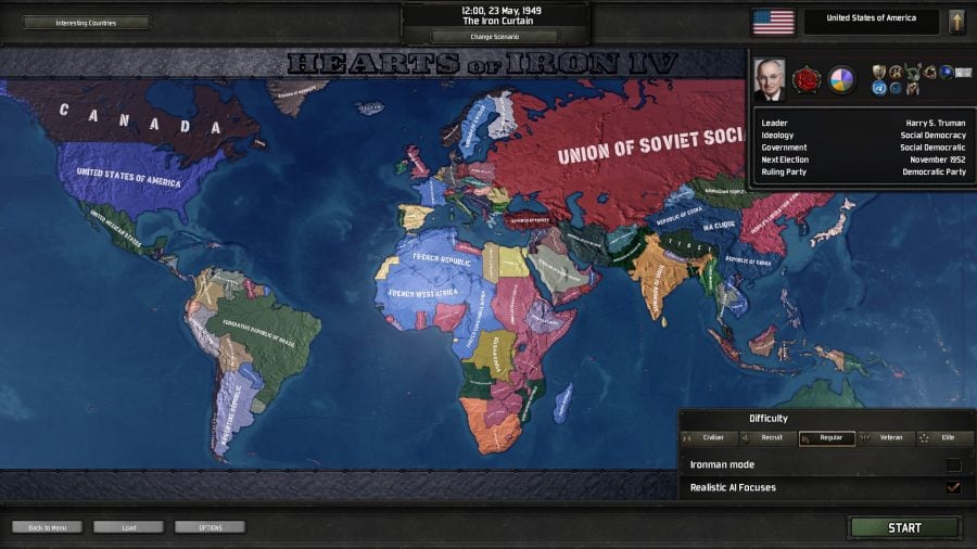 Cold war iron curtain world map screen