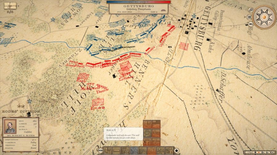 Grand Tactician Civil War early access Gettysburg map screen via Steam Store
