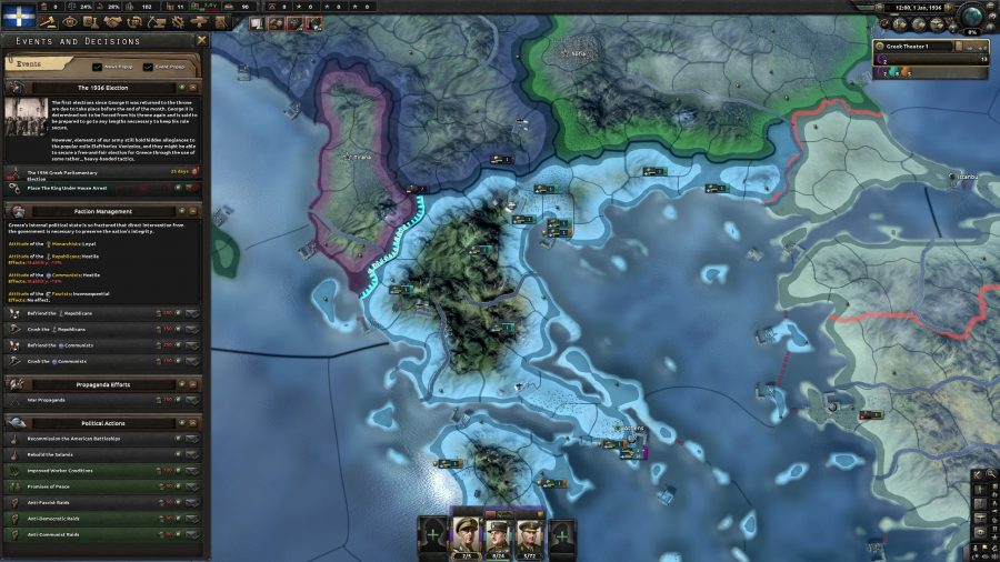 Hearts of Iron 4 Battle of the Bosporus Review Greece Map Screen