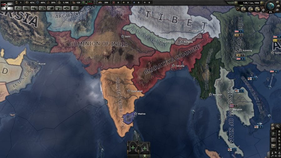 Kaiserreich: Still the best Hearts of Iron 4 Mod India map screen