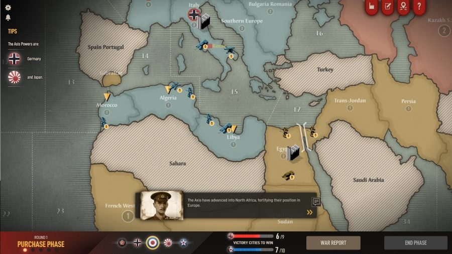 Axis and Allies 1942 Online Early Access tutorials screen