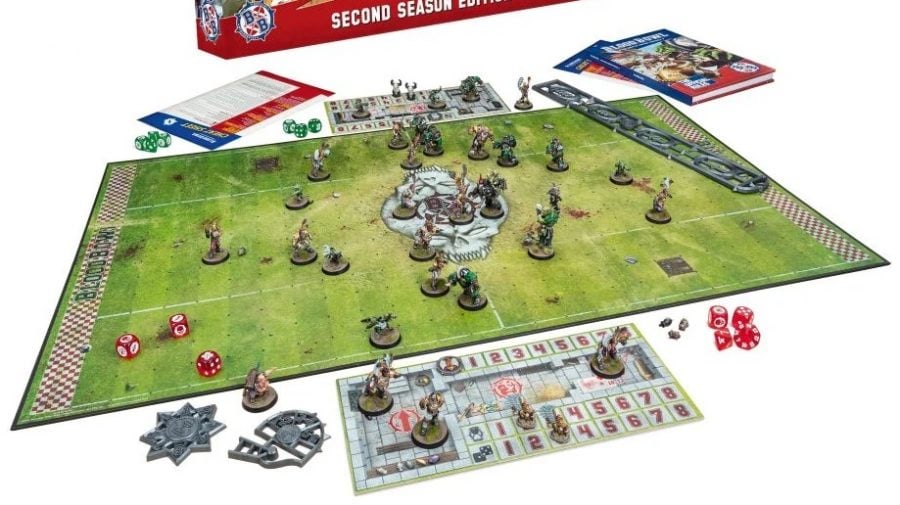 Blood Bowl Second Season Edition review board and minis