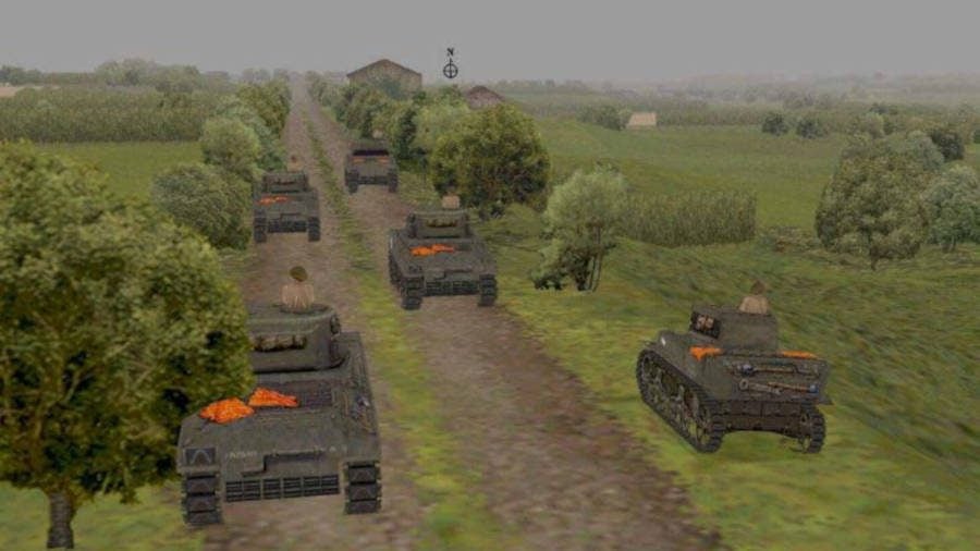 Tanks on a road in combat mission game