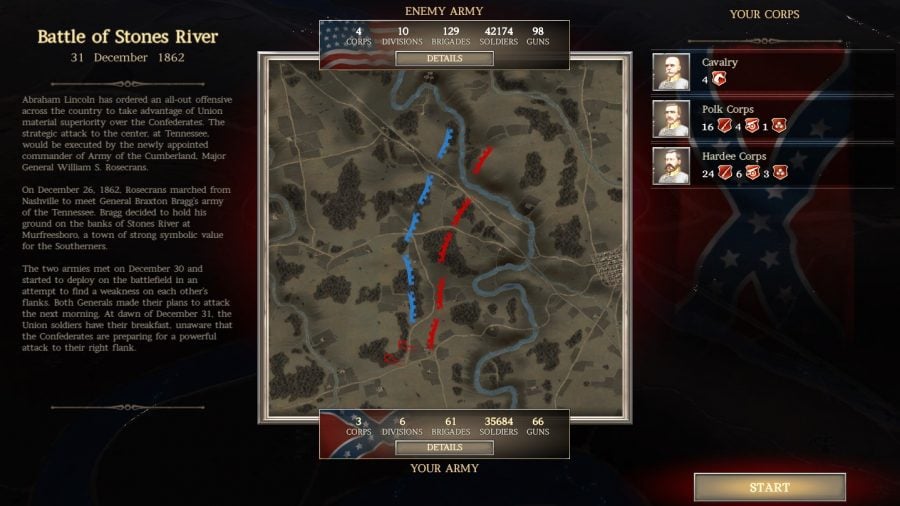 Ulltimate General: Civil War review Stones River screenshot