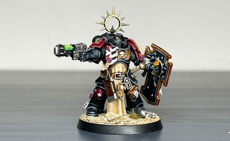 Painting miniatures guide black templar lieutenant with shield and neovulkite pistol