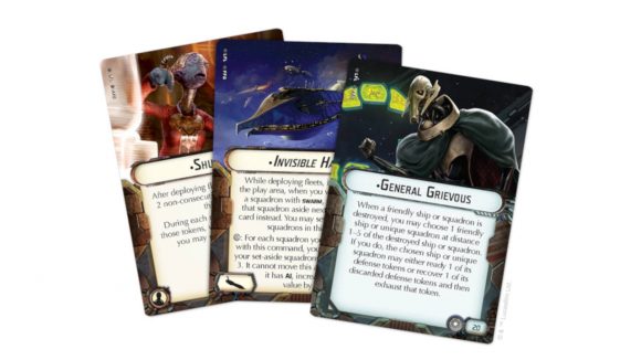 Ship upgrade cards for General Grevious, Invisible Hand and Shen Mui to use in Star Wars: Armada