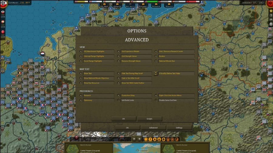A look at the options menu with various optional gameplay tweaks