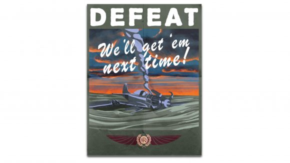 Warlord Games' Blood Red Skies Digital Edition cancelled after failed kickstarter image of defeat poster from the Blood Red Skies Kickstarter page
