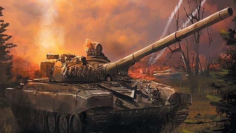 Best free miniature wargame rules Seven Days to the River Rhine cover artwork showing main battle tank 