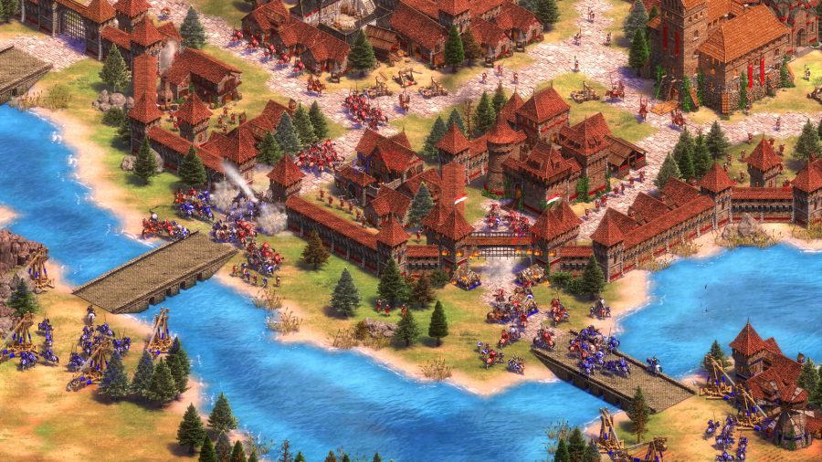 medieval soldiers sieging a castle in the best RTS games on PC