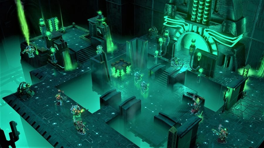 Best Warhammer 40K videogames Mechanicus screenshot showing the Necron tomb complex environment