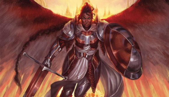 Serra Angel sporting sword and shield from the Magic the Gathering Secret Lair Black history month box