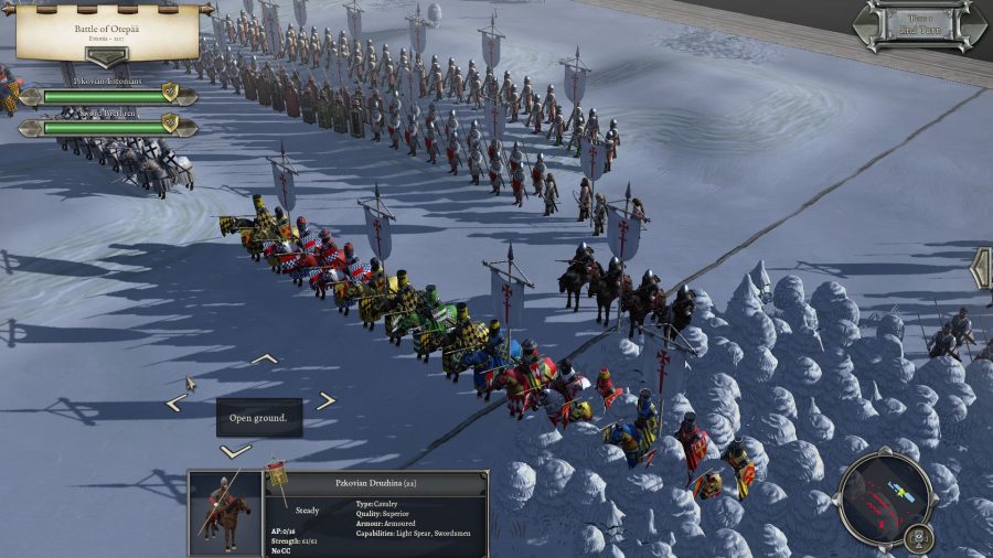 Field of Glory 2 medieval review battle screenshot showing colourful knights