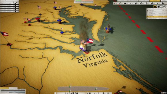 A large map showing units from victory at sea ironclad early access