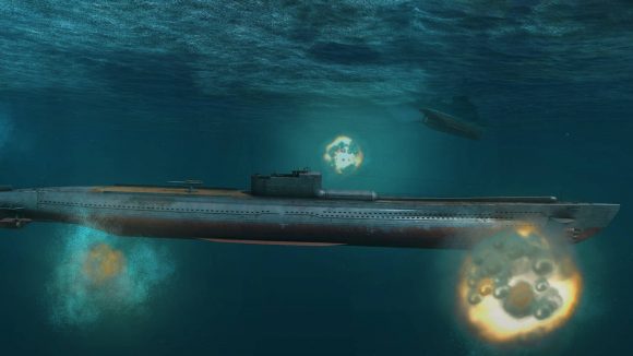 Submarine from war on the sea