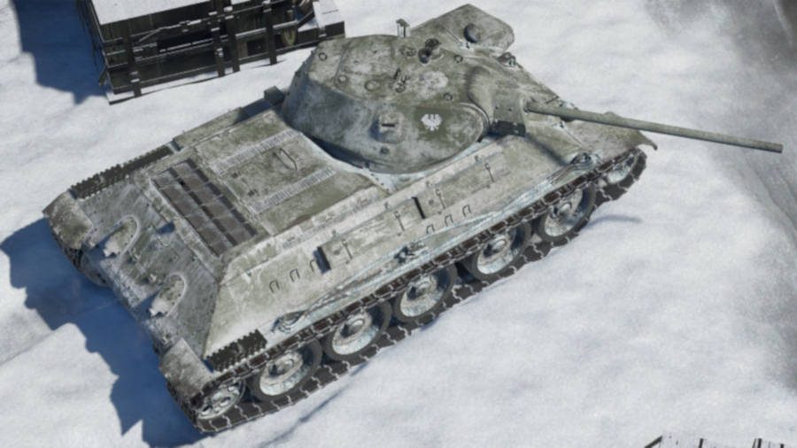 A tank covered in snow using a custom War Thunder Skin