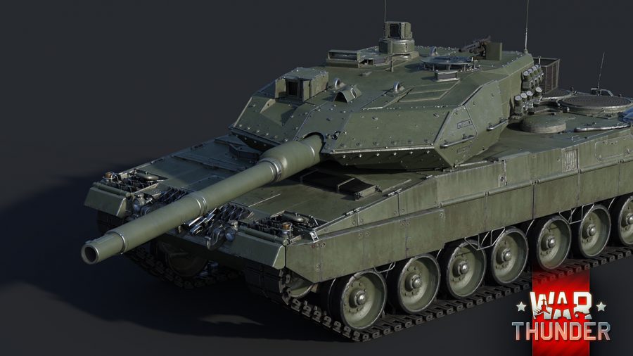 The leopard 2A6 War Thunder tank against a blank grey backgroun