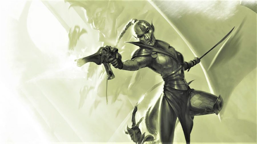 warhammer 40K Xenos factions guide artwork showing an Aeldari Harlequin