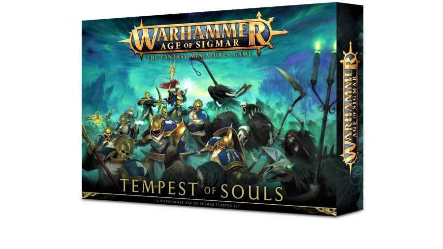 Photo showing the box cover for the Age of Sigmar Tempest of Souls starter set