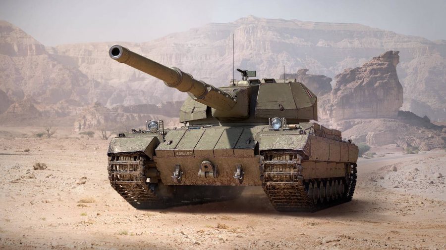 Британский Conqueror в толстой броне, сидящий в пустыне, один из лучших танков в World of Tanks