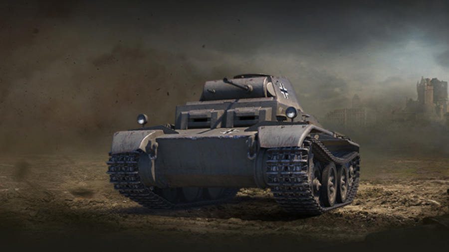 пз. II один из лучших танков в мире танков стоит в облаке пыли