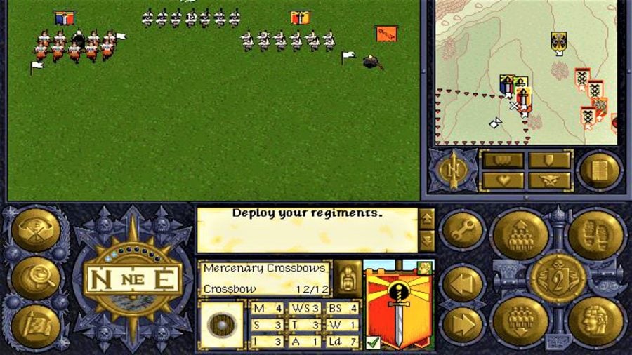 Screenshot from Warhammer Shadow of the Horned Rat showing battle UI and units