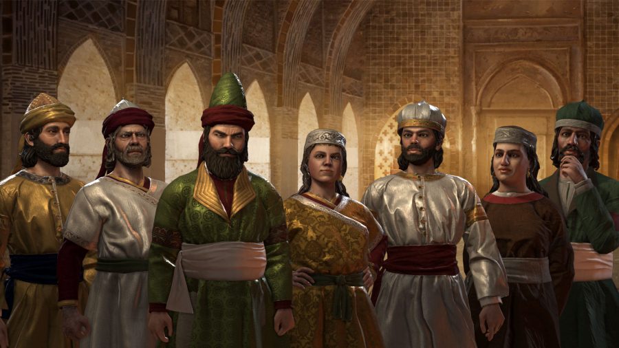 A row of noble characters from Crusader Kings 3 mod Community Flavor Pack