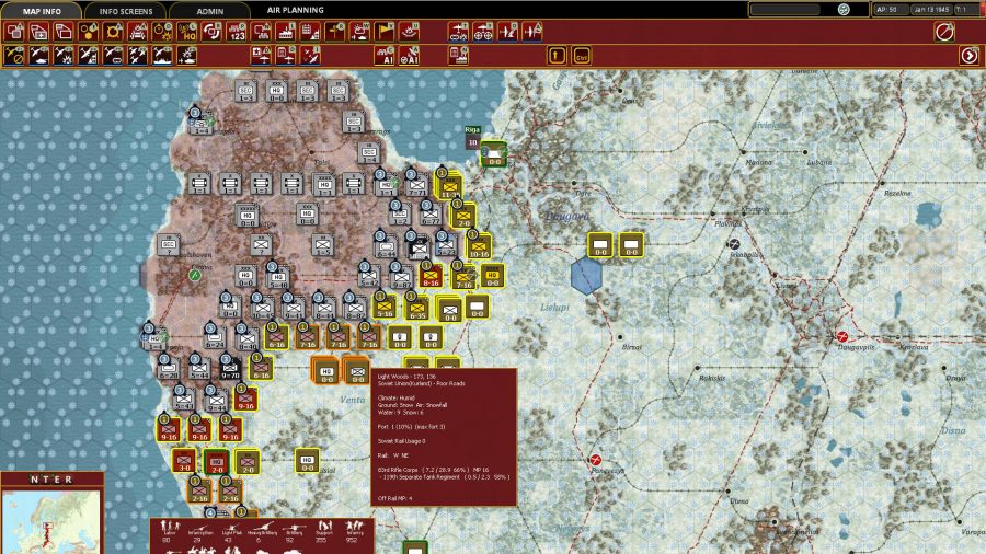 The snow-covered overlay map of Gary Grigsby's War in the East 2