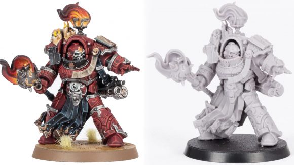 Photo of new Word Bearers Legion Praetor in terminator armour from Forge World - painted and unpainted versions