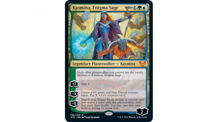 MTG card photo showing Kasmina, Enigma Sage